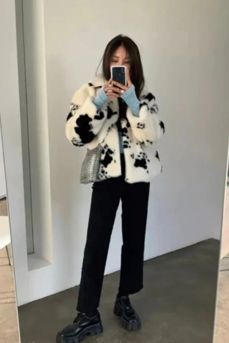 Chic Cow Collar Cotton Jacket
