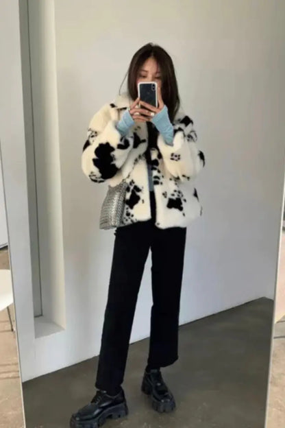 Chic Cow Collar Cotton Jacket