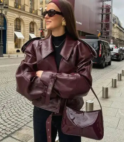 Sleek Matte Leather Coat