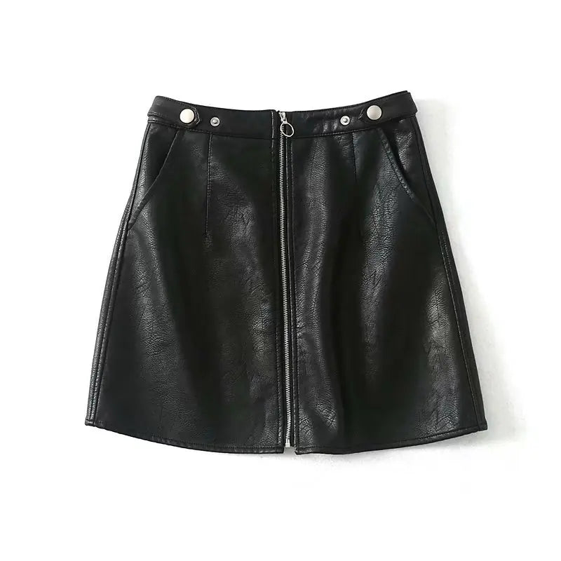 Chic High Waist PU Leather Mini