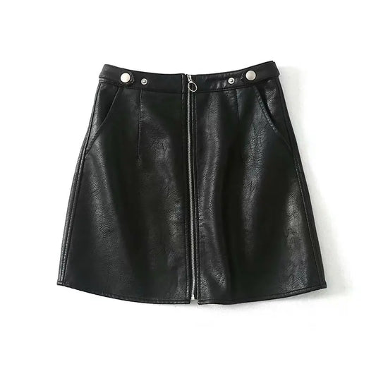 Chic High Waist PU Leather Mini