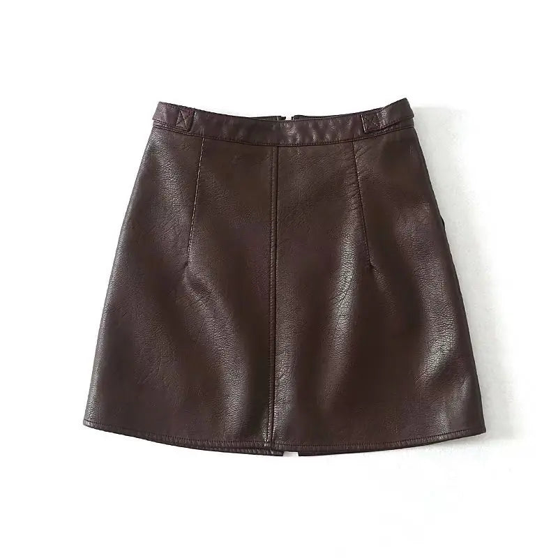 Chic High Waist PU Leather Mini