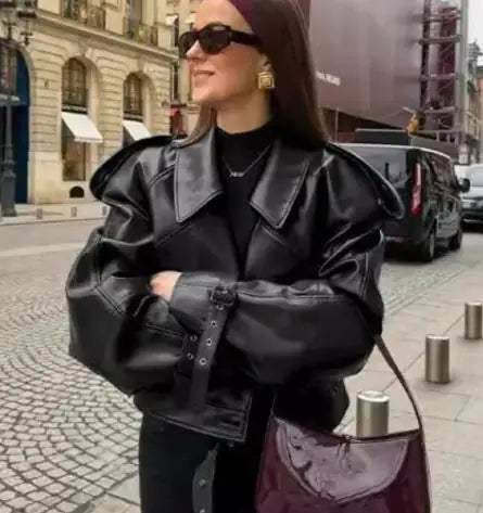 Sleek Matte Leather Coat